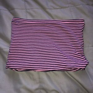 pink and black stripped tube top from topshop